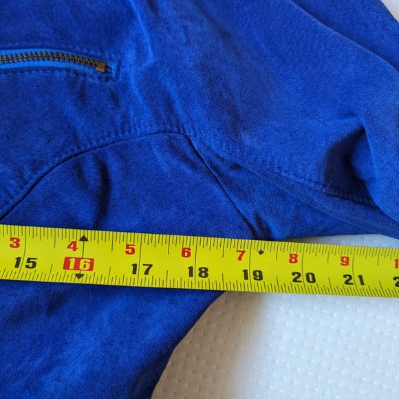 Vintage Danier Suede leather jacket Skirt 2-PC Suit Set, Cobalt Blue , Size S - Picture 12 of 15